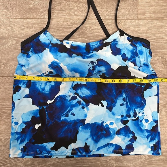 Xersion In A Haze Draped Back Tankini Top Pool Blue 18W - Picture 4 of 14